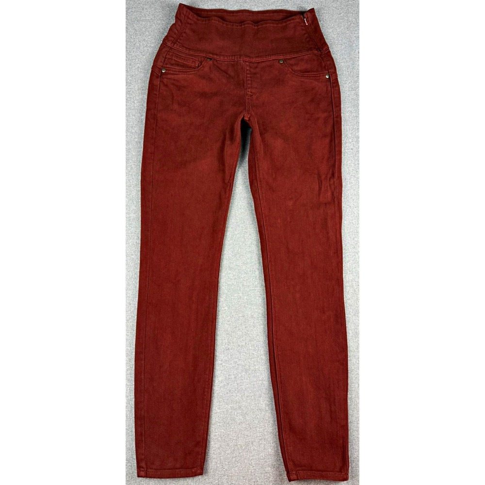SPANX Womens Skinny Slim High Rise Brown Denim Dark Wash 5-Pocket Zip Jeans